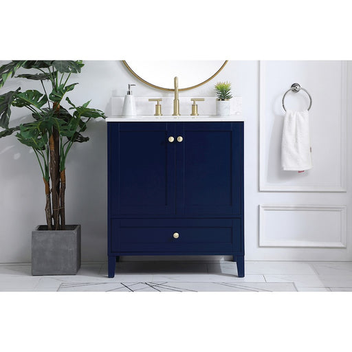Elegant Sommerville 30" Single Bathroom Vanity, Blue/Backsplash
