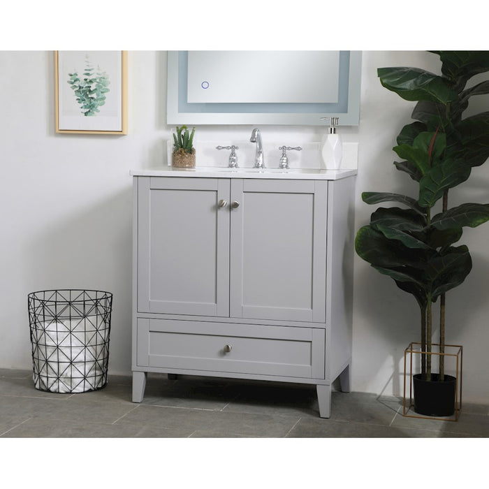 Elegant Sommerville 30" Single Bathroom Vanity, Grey/Backsplash