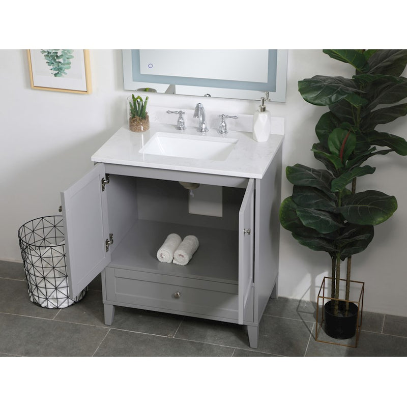 Elegant Sommerville 30" Single Bathroom Vanity, Grey/Backsplash
