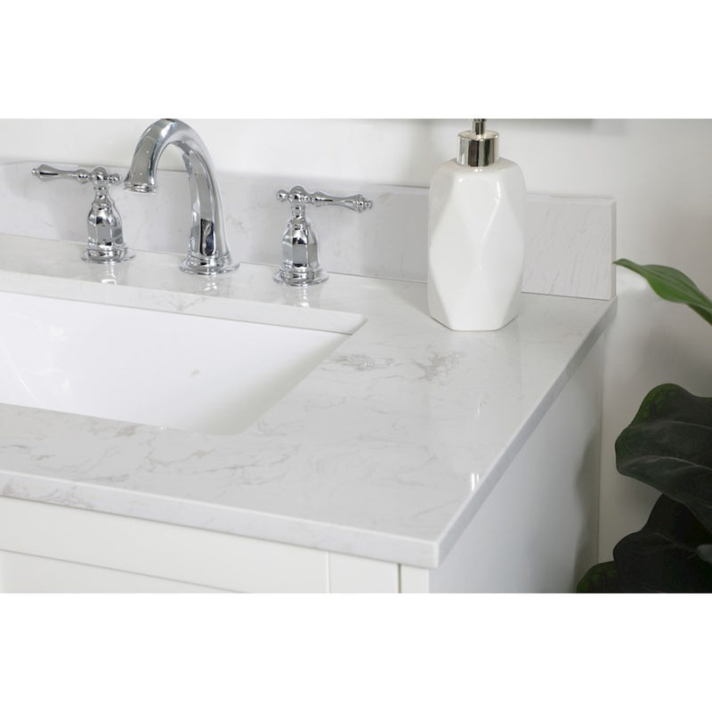 Elegant Sommerville 30" Single Bathroom Vanity, White/Backsplash