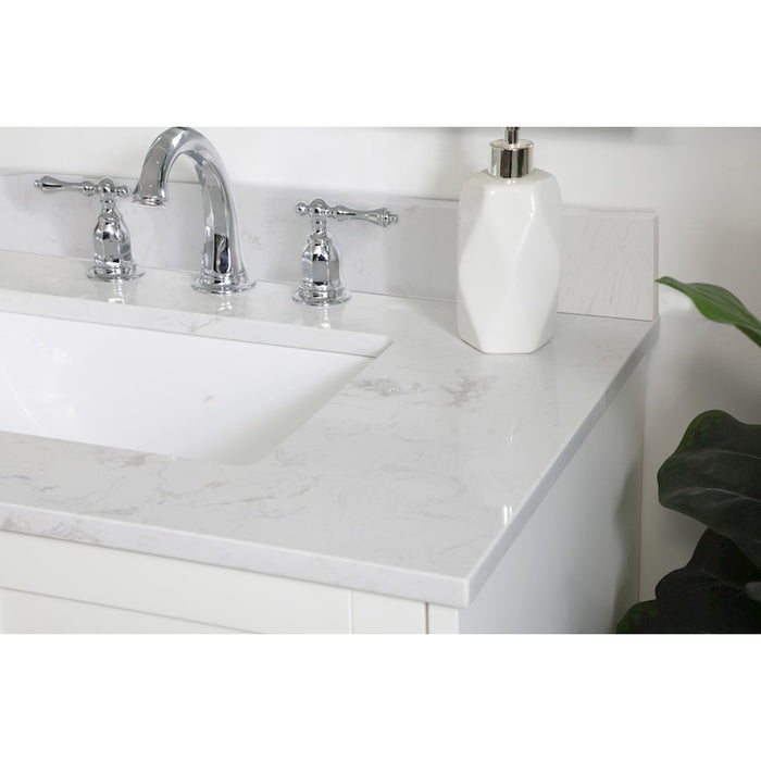 Elegant Sommerville 30" Single Bathroom Vanity, White/Backsplash