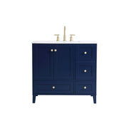 Elegant Kitchen/Bath Sommerville 36" Single Bathroom Vanity, Blue - VF18036BL