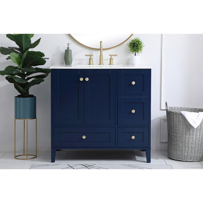 Elegant Kitchen/Bath Sommerville 36" Single Bathroom Vanity, Blue