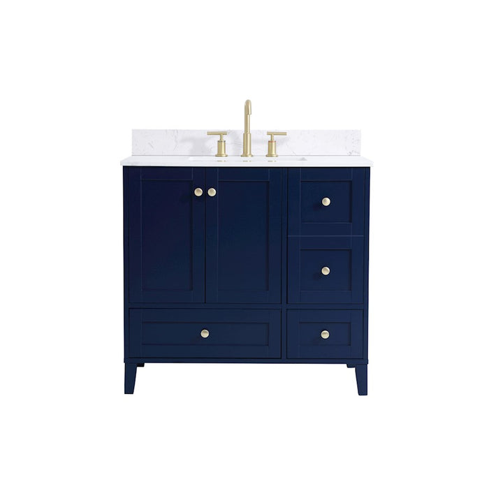 Elegant Sommerville 36" Single Bathroom Vanity, Blue/Backsplash - VF18036BL-BS