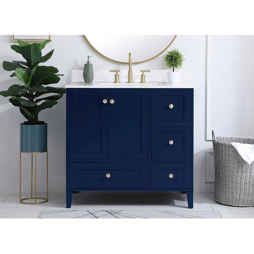 Elegant Sommerville 36" Single Bathroom Vanity, Blue/Backsplash