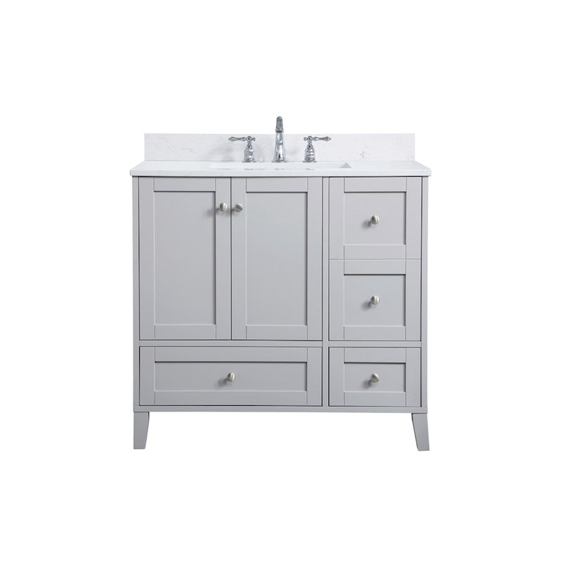 Elegant Sommerville 36" Single Bathroom Vanity, Grey/Backsplash - VF18036GR-BS