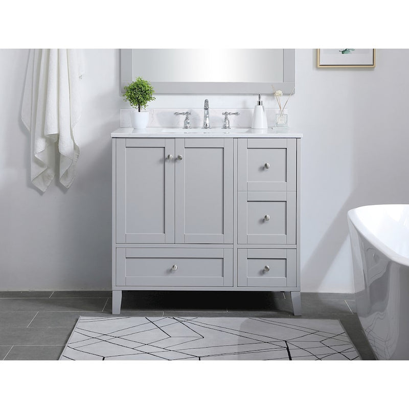 Elegant Sommerville 36" Single Bathroom Vanity, Grey/Backsplash