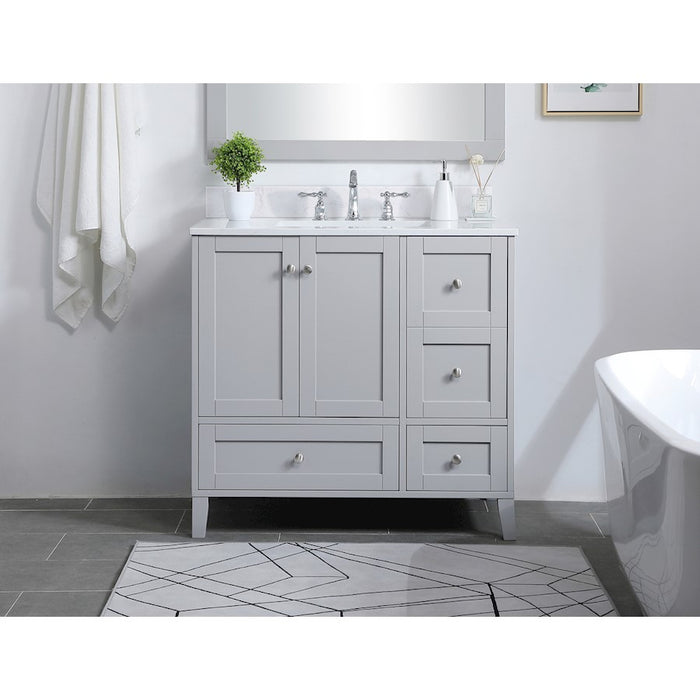 Elegant Sommerville 36" Single Bathroom Vanity, Grey/Backsplash