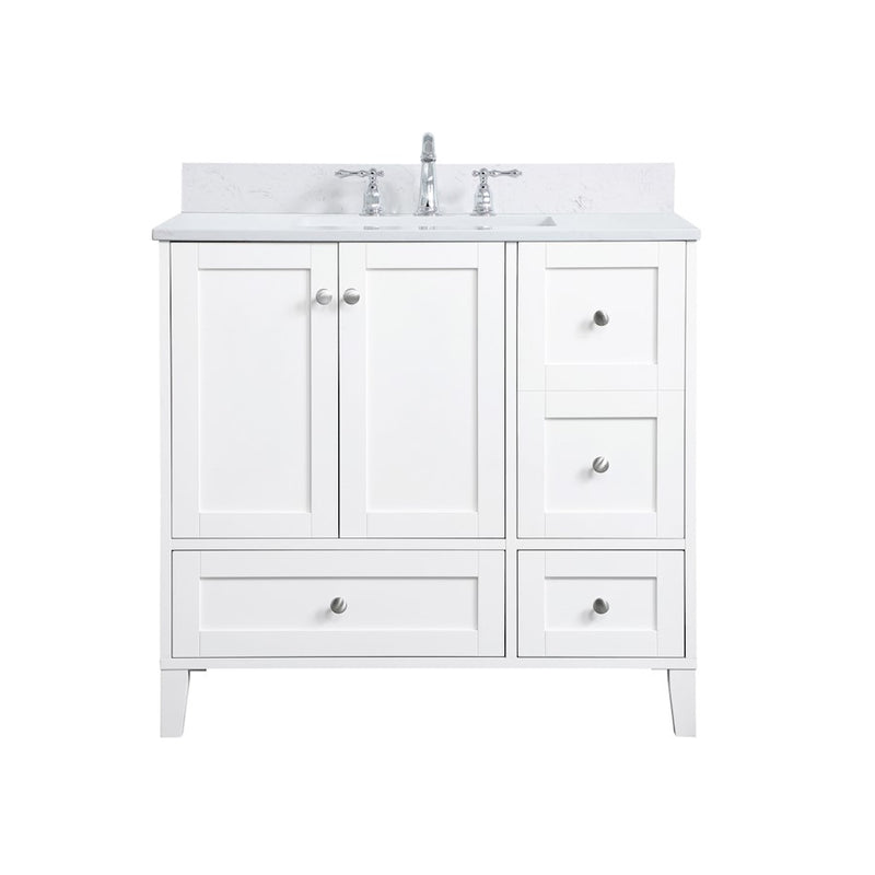 Elegant Sommerville 36" Single Bathroom Vanity, White/Backsplash - VF18036WH-BS