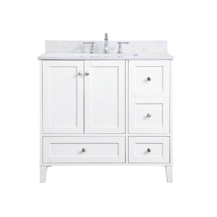 Elegant Sommerville 36" Single Bathroom Vanity, White/Backsplash - VF18036WH-BS