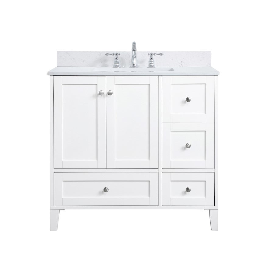 Elegant Sommerville 36" Single Bathroom Vanity, White/Backsplash - VF18036WH-BS
