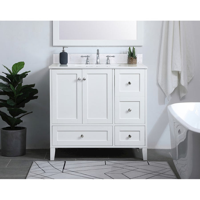 Elegant Sommerville 36" Single Bathroom Vanity, White/Backsplash