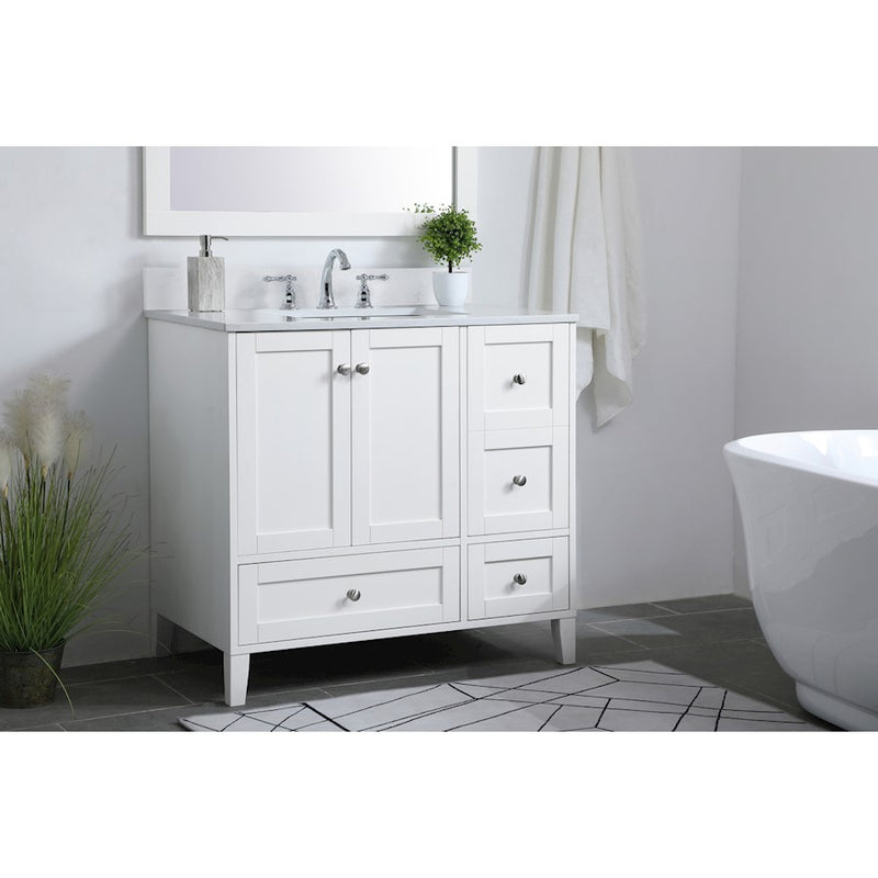 Elegant Sommerville 36" Single Bathroom Vanity, White/Backsplash