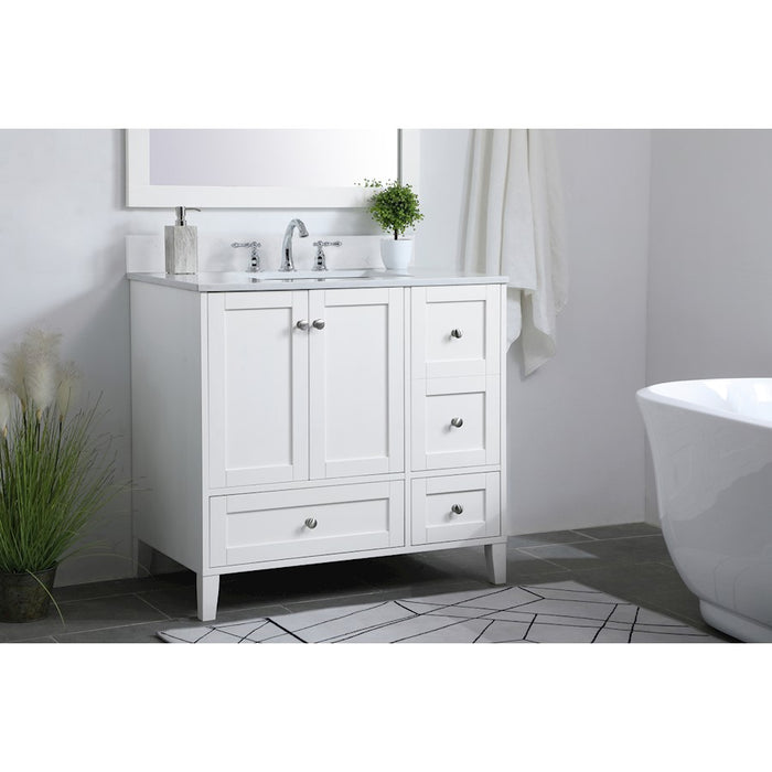 Elegant Sommerville 36" Single Bathroom Vanity, White/Backsplash