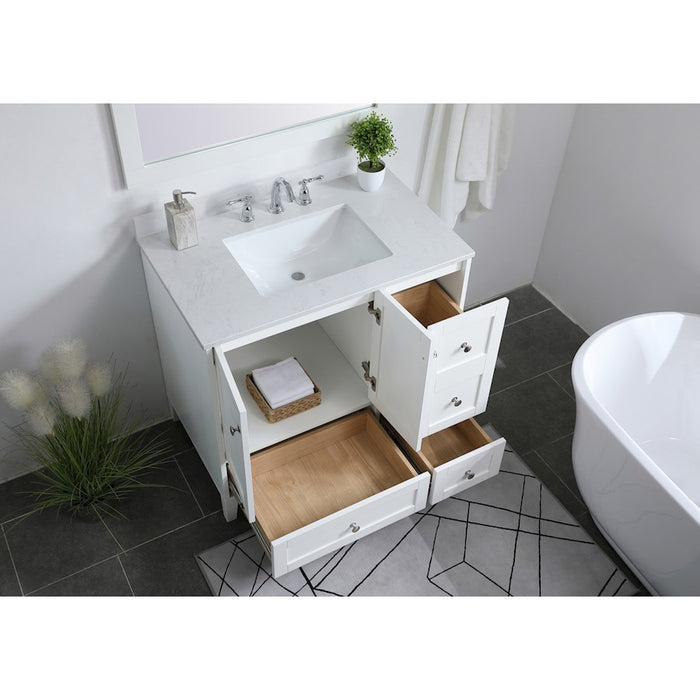 Elegant Sommerville 36" Single Bathroom Vanity, White/Backsplash