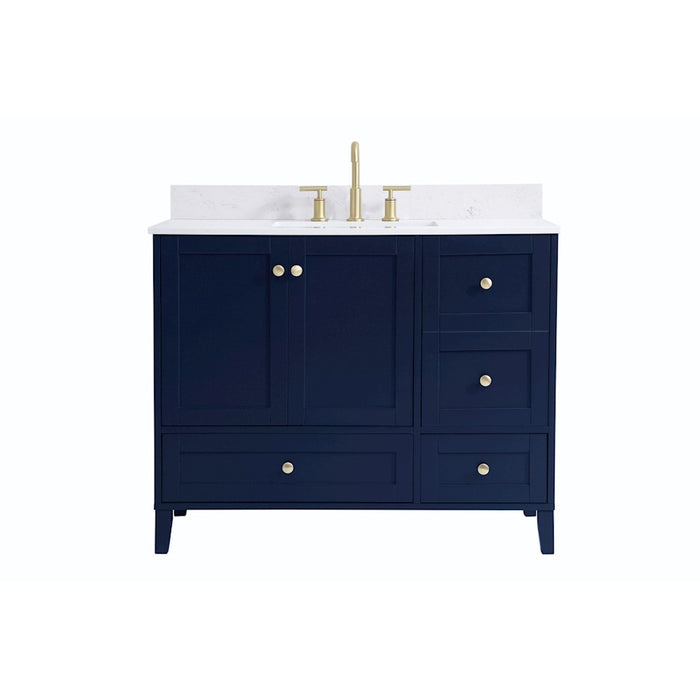 Elegant Sommerville 42" Single Bathroom Vanity, Blue/Backsplash - VF18042BL-BS