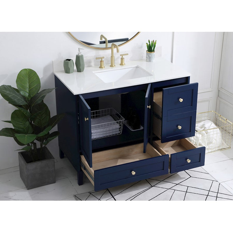 Elegant Sommerville 42" Single Bathroom Vanity, Blue/Backsplash