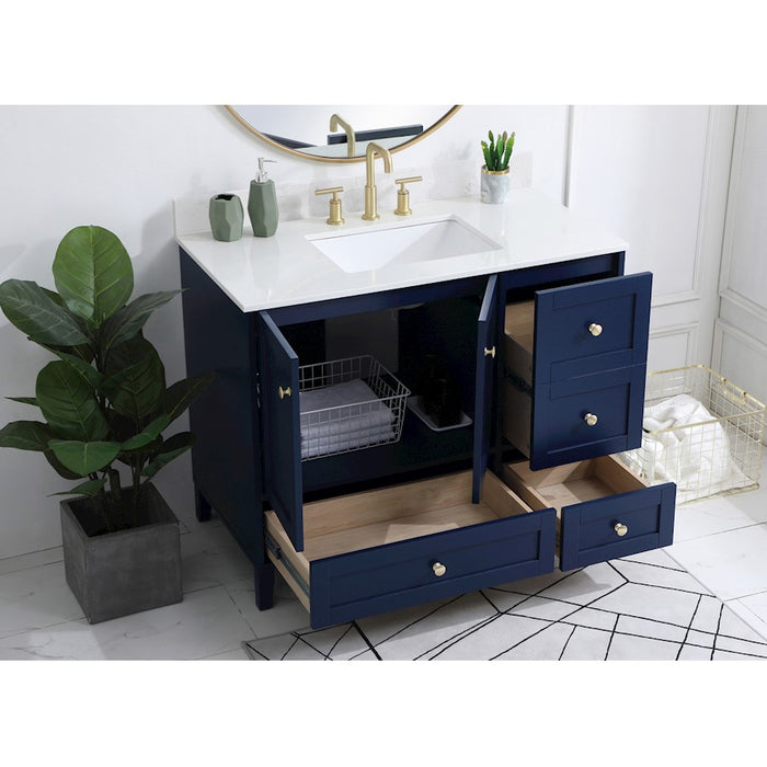 Elegant Sommerville 42" Single Bathroom Vanity, Blue/Backsplash