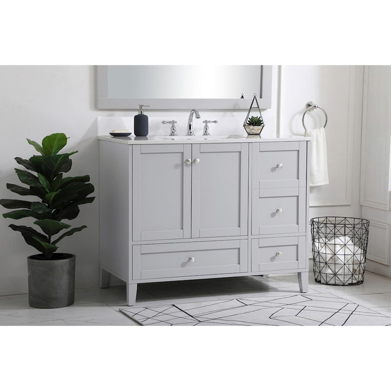 Elegant Sommerville 42" Single Bathroom Vanity, Grey/Backsplash