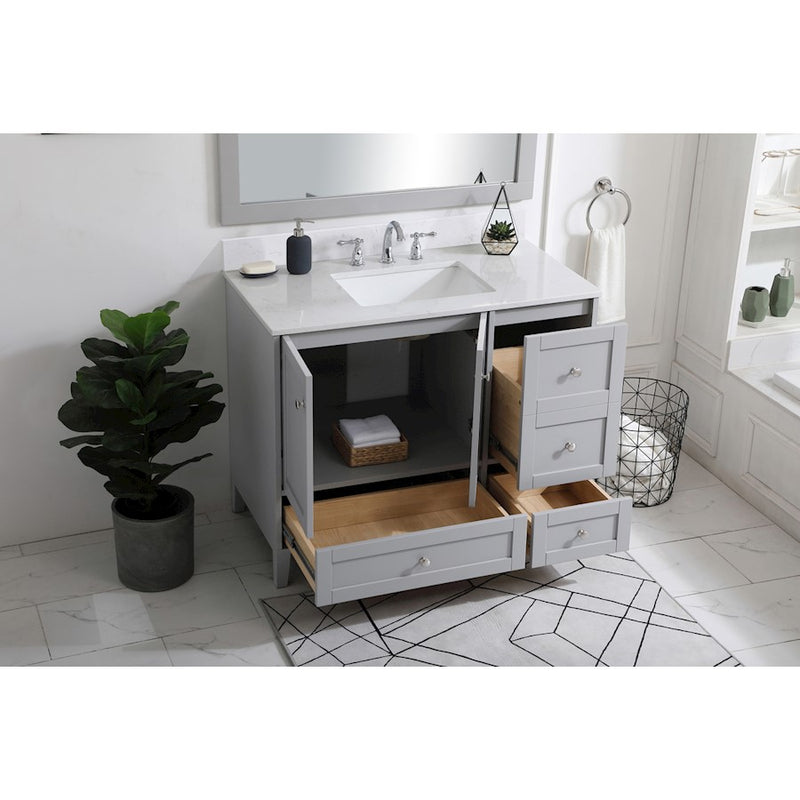 Elegant Sommerville 42" Single Bathroom Vanity, Grey/Backsplash