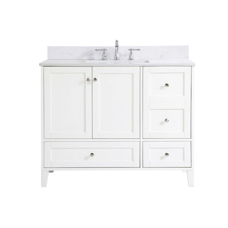Elegant Sommerville 42" Single Bathroom Vanity, White/Backsplash - VF18042WH-BS