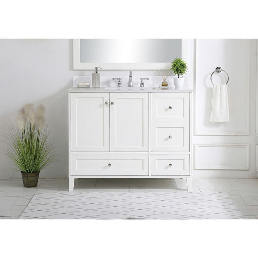 Elegant Sommerville 42" Single Bathroom Vanity, White/Backsplash