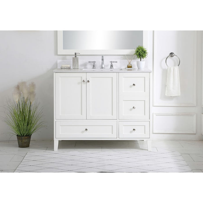 Elegant Sommerville 42" Single Bathroom Vanity, White/Backsplash