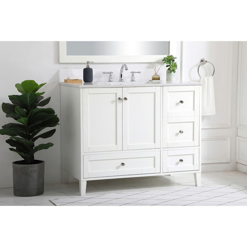 Elegant Sommerville 42" Single Bathroom Vanity, White/Backsplash