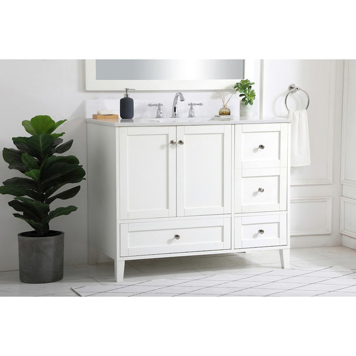 Elegant Sommerville 42" Single Bathroom Vanity, White/Backsplash