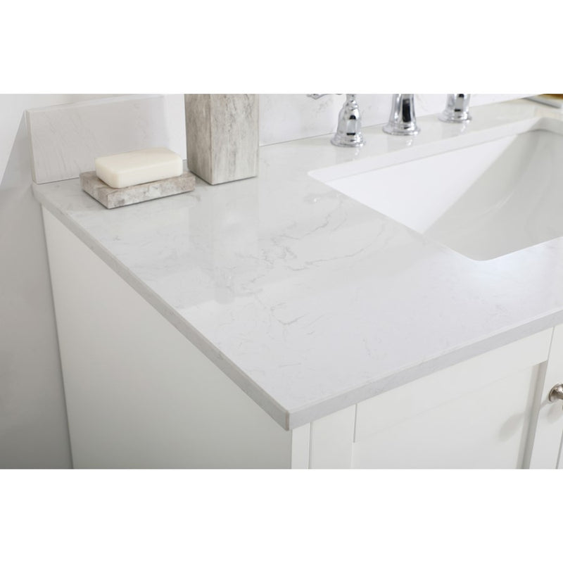 Elegant Sommerville 42" Single Bathroom Vanity, White/Backsplash