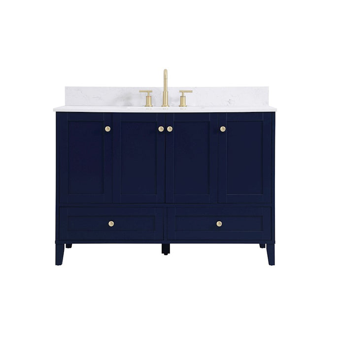 Elegant Sommerville 48" Single Bathroom Vanity, Blue/Backsplash - VF18048BL-BS