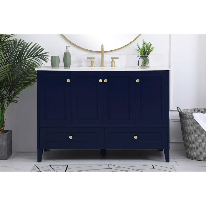 Elegant Sommerville 48" Single Bathroom Vanity, Blue/Backsplash