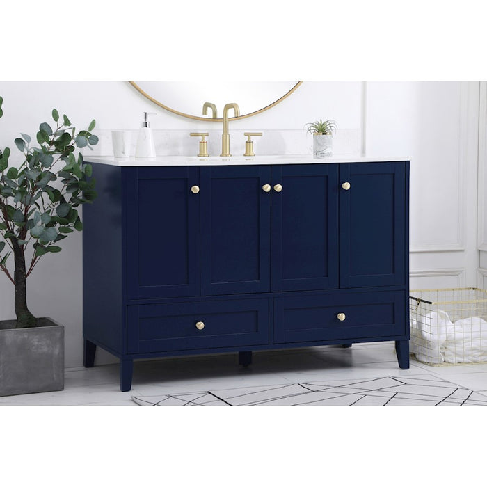 Elegant Sommerville 48" Single Bathroom Vanity, Blue/Backsplash