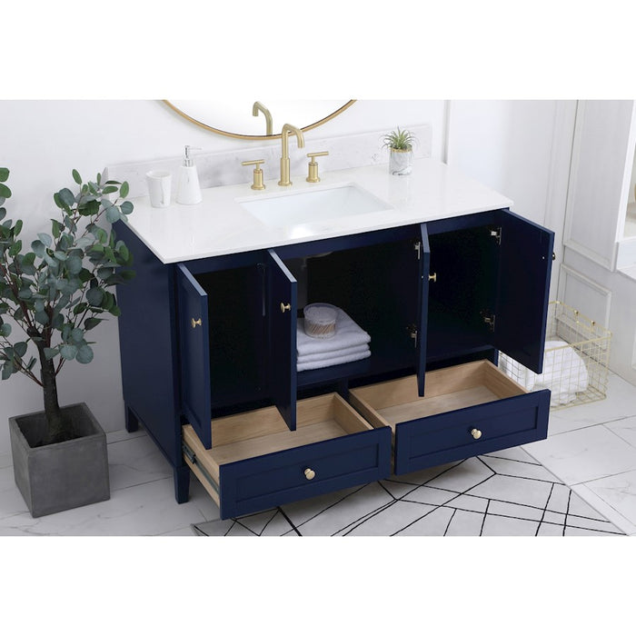 Elegant Sommerville 48" Single Bathroom Vanity, Blue/Backsplash