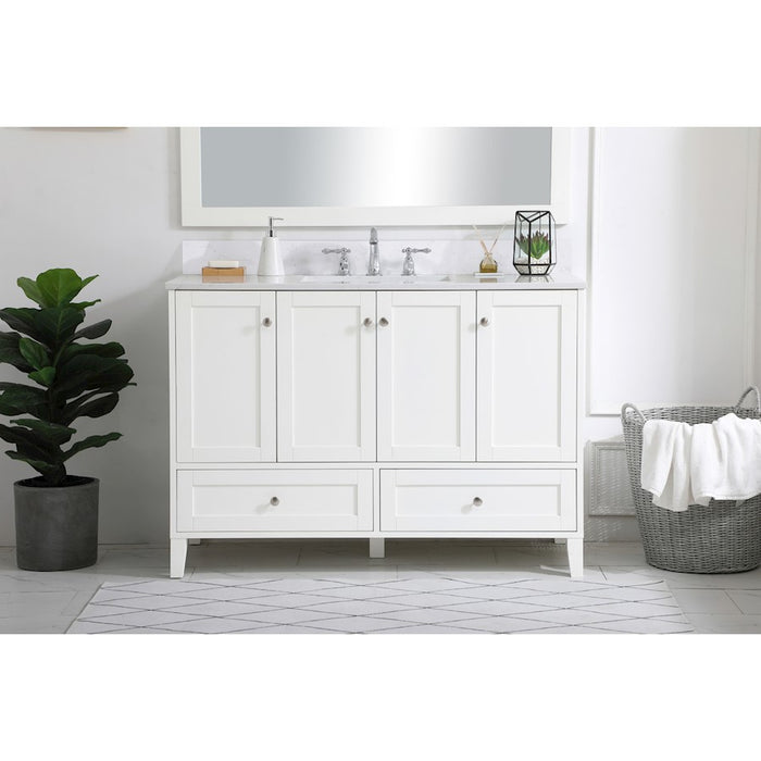 Elegant Sommerville 48" Single Bathroom Vanity, White/Backsplash