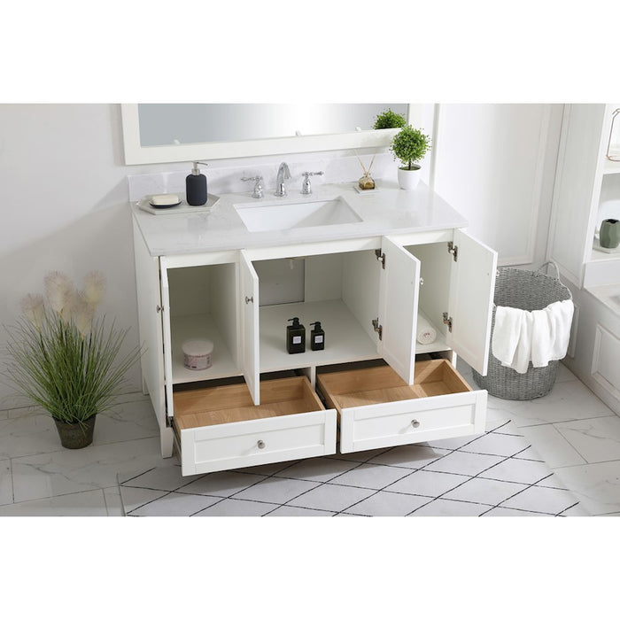Elegant Sommerville 48" Single Bathroom Vanity, White/Backsplash