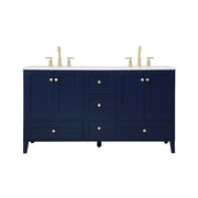 Elegant Kitchen/Bath Sommerville 60" Double Bathroom Vanity, Blue - VF18060DBL