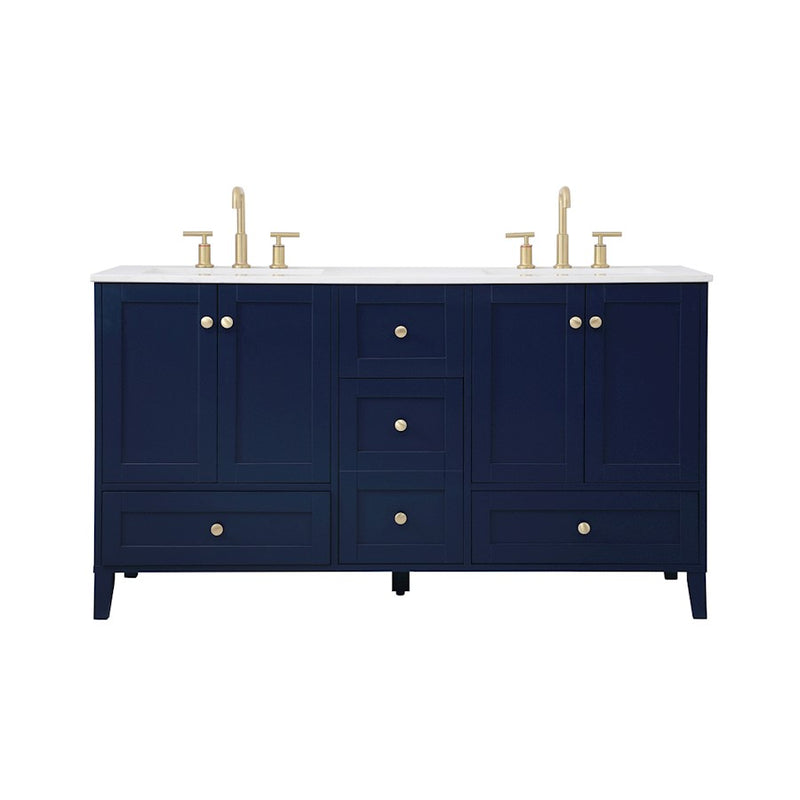 Elegant Kitchen/Bath Sommerville 60" Double Bathroom Vanity, Blue - VF18060DBL