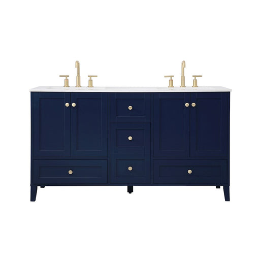Elegant Kitchen/Bath Sommerville 60" Double Bathroom Vanity, Blue - VF18060DBL