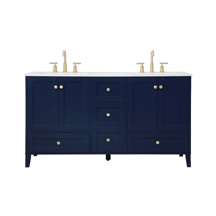 Elegant Kitchen/Bath Sommerville 60" Double Bathroom Vanity, Blue - VF18060DBL