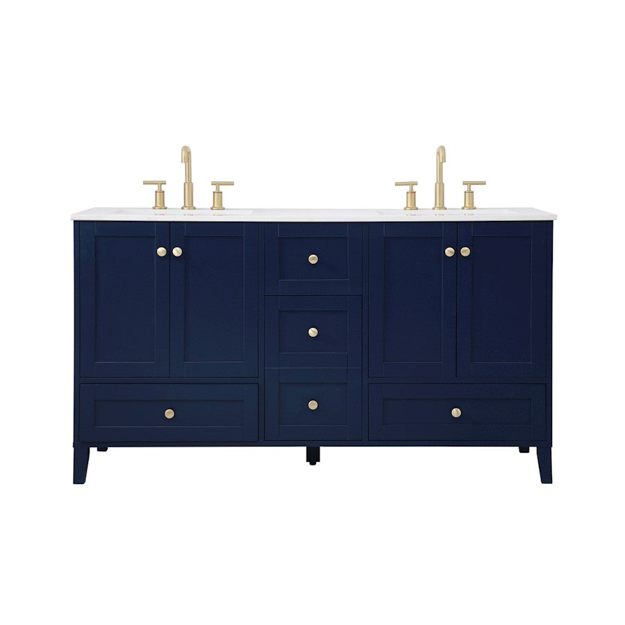 Elegant Kitchen/Bath Sommerville 60" Double Bathroom Vanity, Blue - VF18060DBL