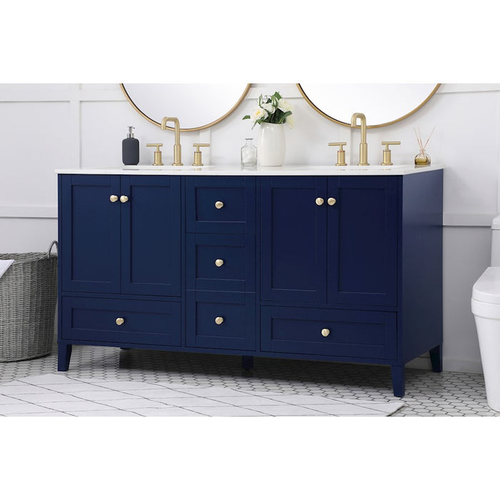 Elegant Kitchen/Bath Sommerville 60" Double Bathroom Vanity, Blue