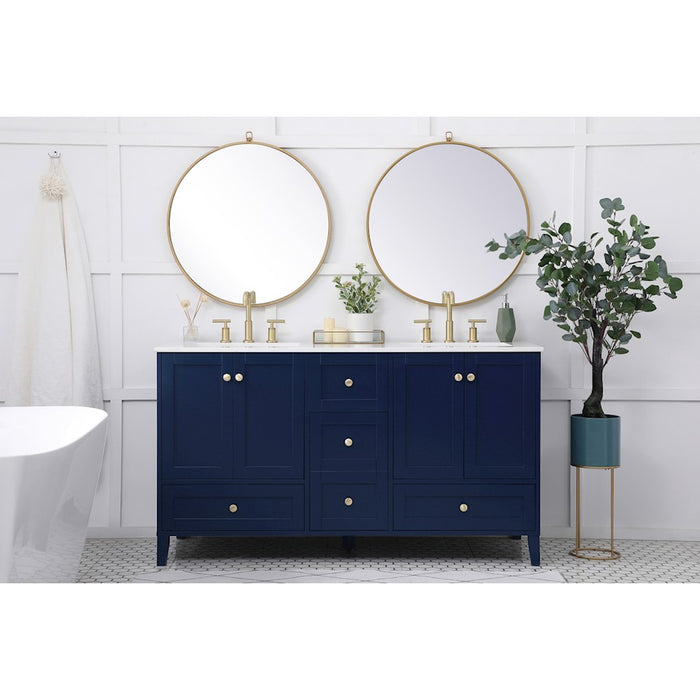 Elegant Kitchen/Bath Sommerville 60" Double Bathroom Vanity, Blue