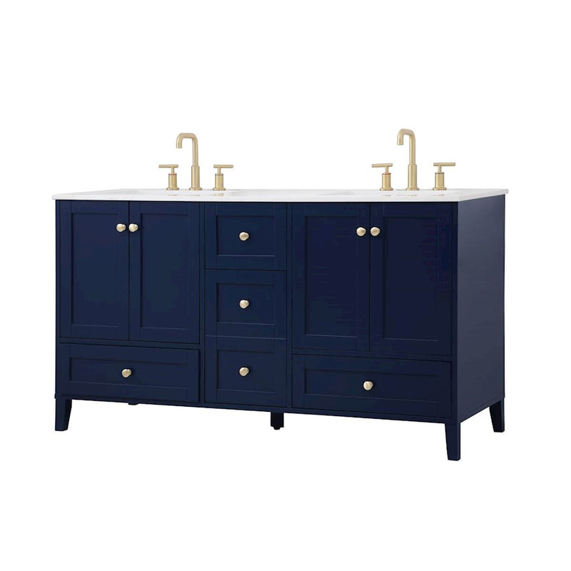 Elegant Kitchen/Bath Sommerville 60" Double Bathroom Vanity, Blue