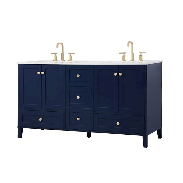 Elegant Kitchen/Bath Sommerville 60" Double Bathroom Vanity, Blue