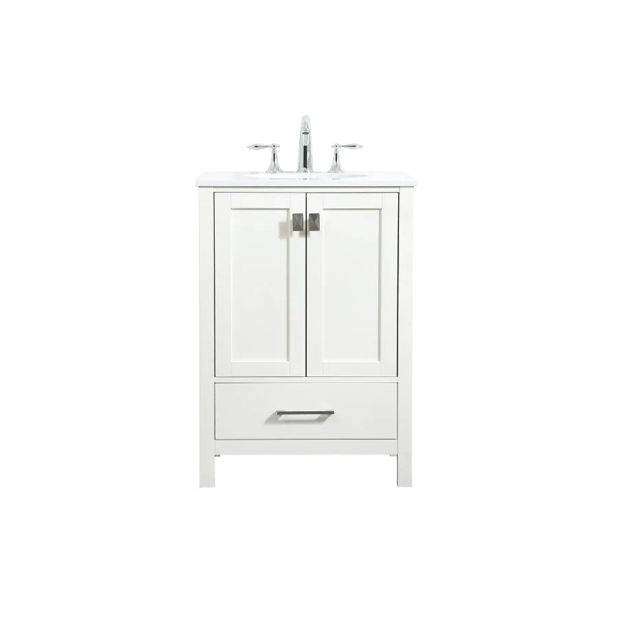 Elegant Kitchen/Bath Irene 24" Single Bathroom Vanity, White - VF18824WH