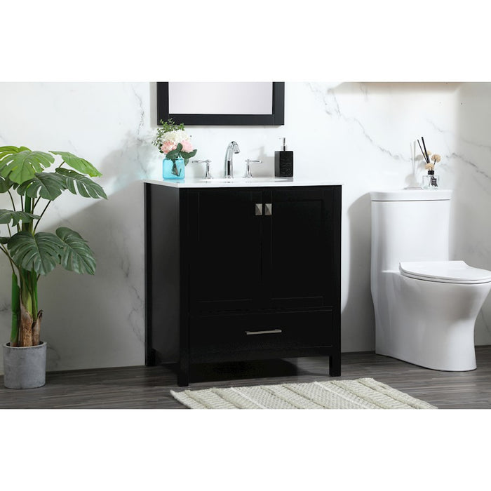 Elegant Kitchen/Bath Irene 30" Single Bathroom Vanity, Black