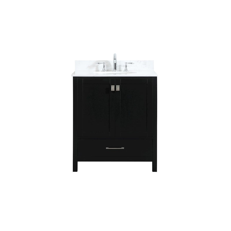 Elegant Irene 30" Single Bathroom Vanity, Black/Backsplash - VF18830BK-BS