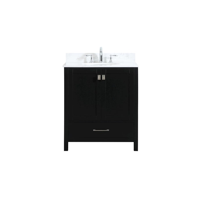 Elegant Irene 30" Single Bathroom Vanity, Black/Backsplash - VF18830BK-BS
