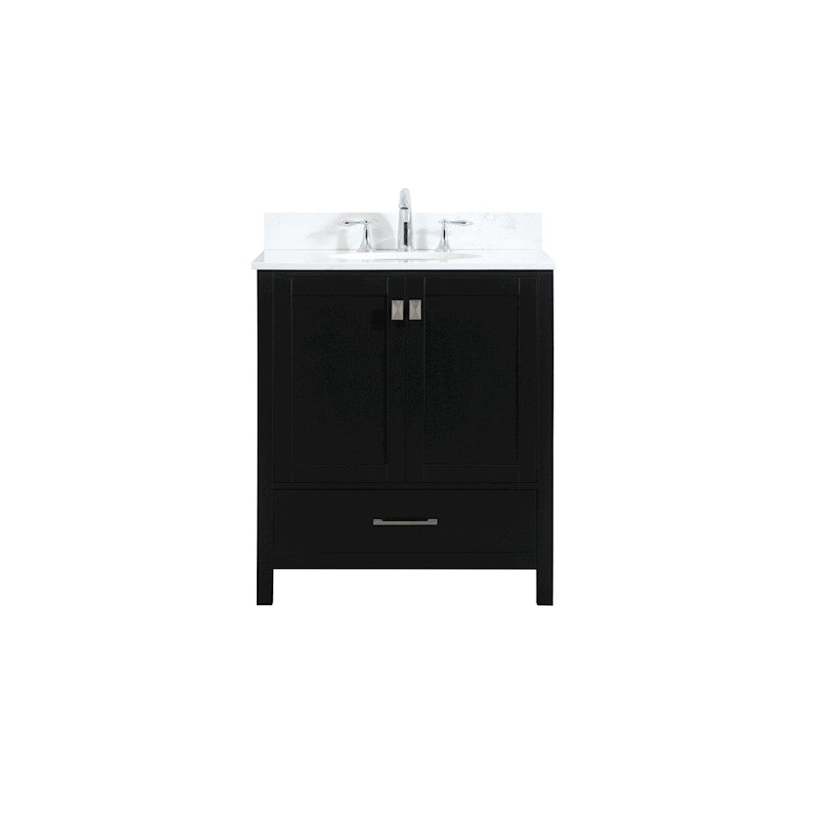 Elegant Irene 30" Single Bathroom Vanity, Black/Backsplash - VF18830BK-BS